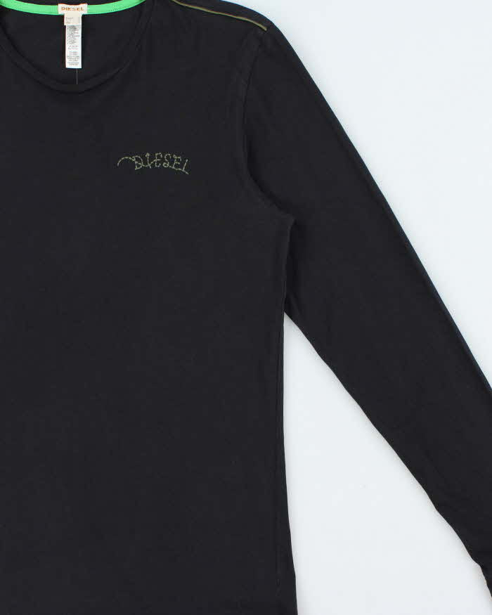 Vintage Y2K 00s Diesel Chain Stitch Fitted Long Sleeve Crewneck T-Shirt - L
