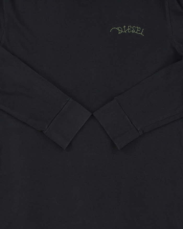 Vintage Y2K 00s Diesel Chain Stitch Fitted Long Sleeve Crewneck T-Shirt - L