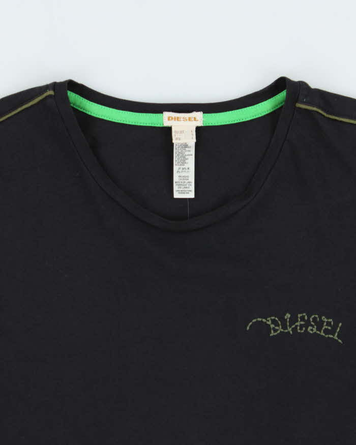 Vintage Y2K 00s Diesel Chain Stitch Fitted Long Sleeve Crewneck T-Shirt - L