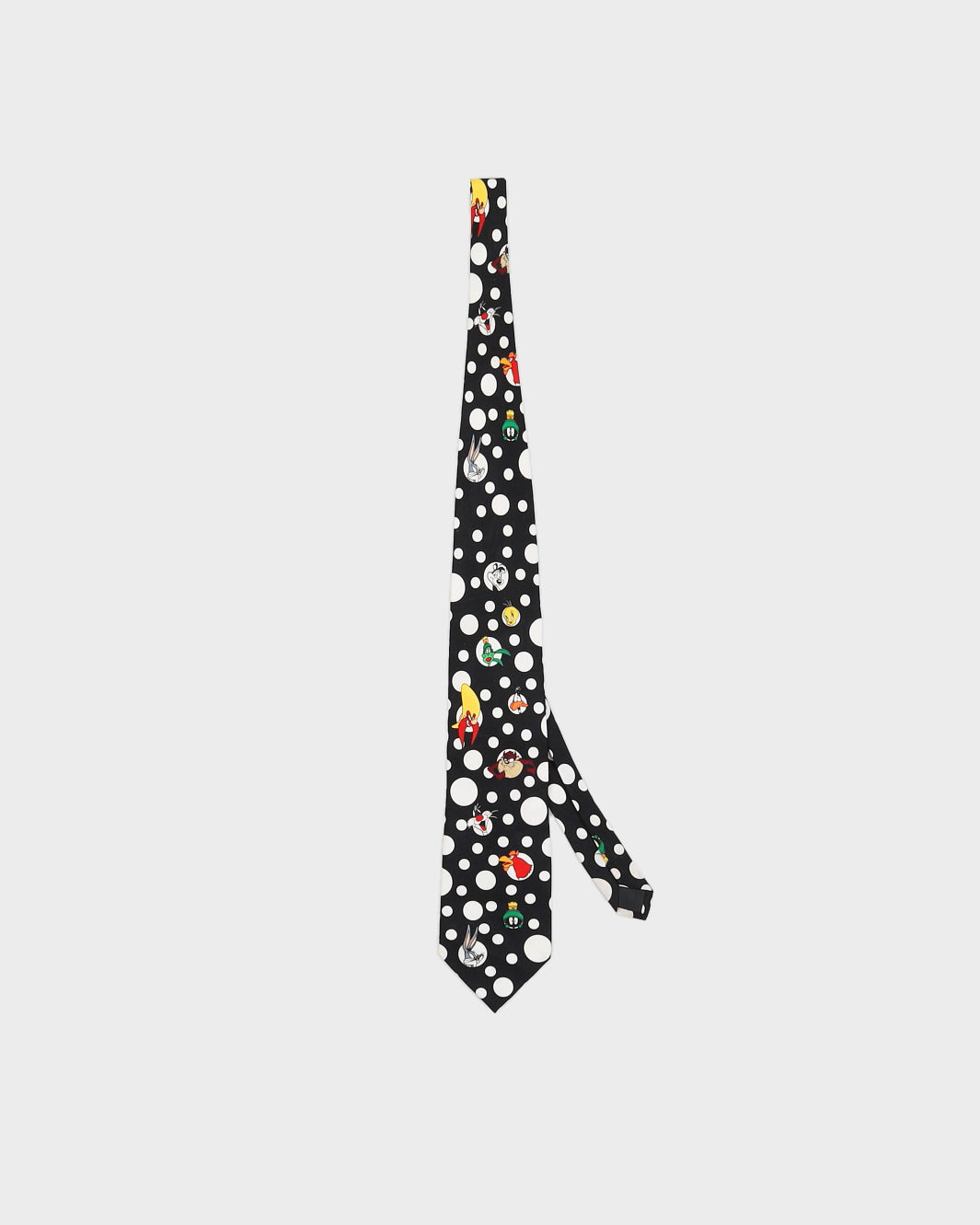 Vintage 1993 Looney Tunes Black Print Silk Tie