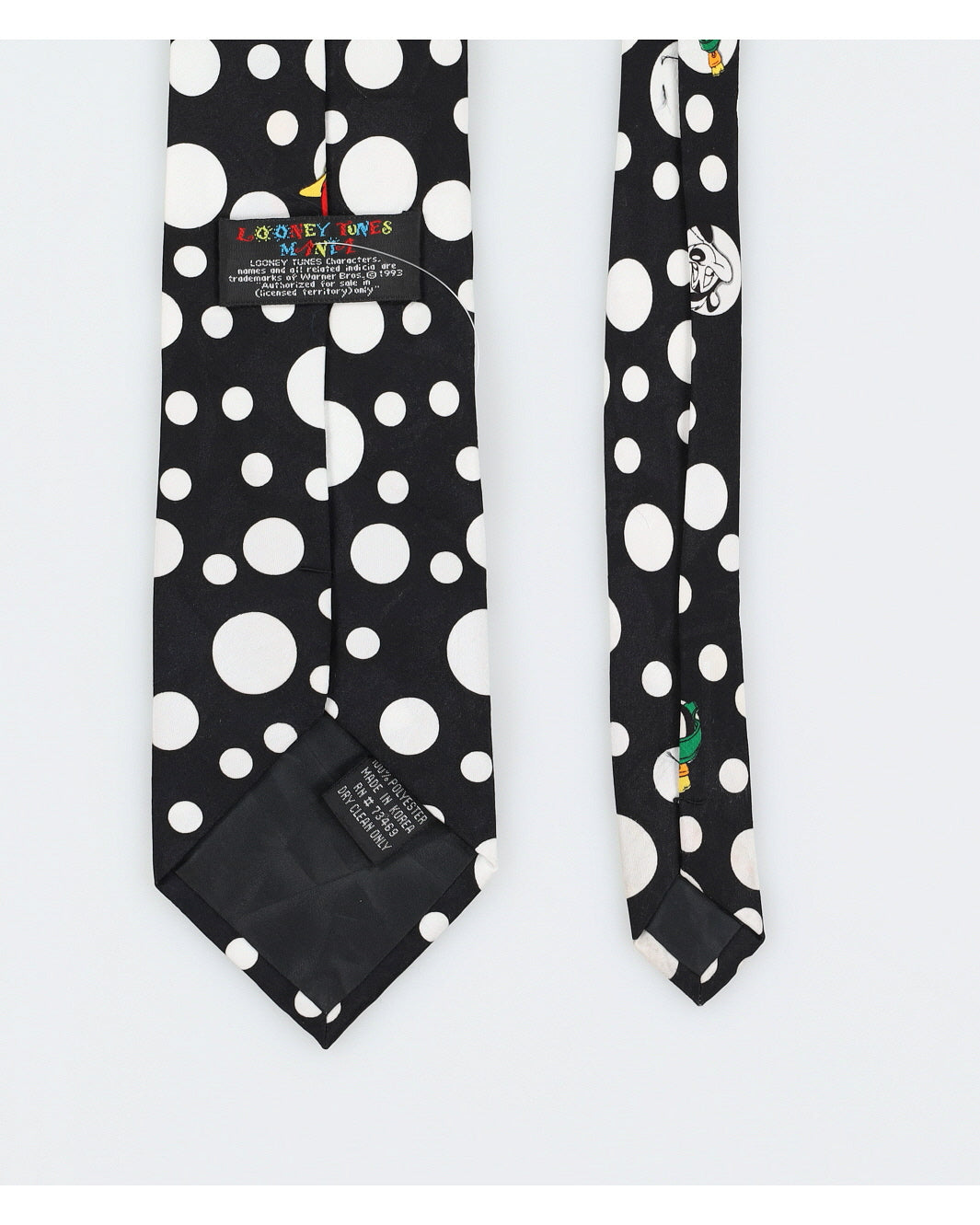 Vintage 1993 Looney Tunes Black Print Silk Tie