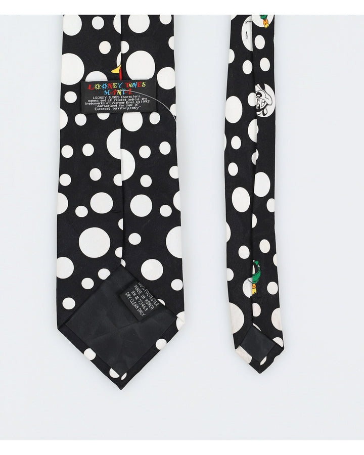 Vintage 1993 Looney Tunes Black Print Silk Tie