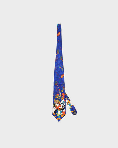 Vintage 90s Tie Rack Woody Wookpecker Blue Printed Silk Tie