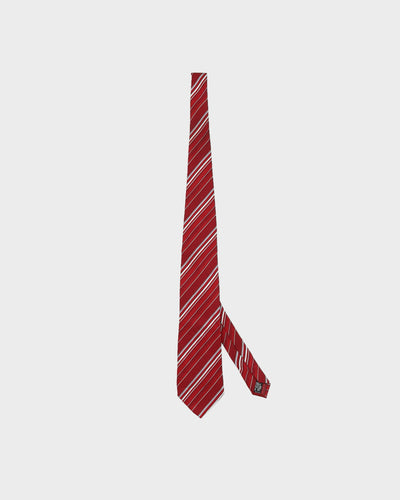 Giorgio Armani Red Striped Silk Tie