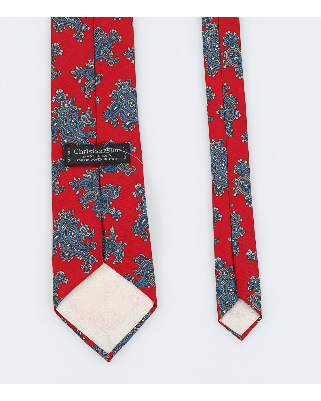 Vintage 90s Christian Dior Red Print Silk Tie