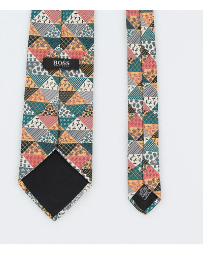Hugo Boss Multicoloured Print Silk Tie