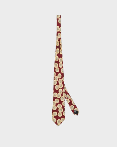 Vintage 90s Hugo Boss Burgundy Print Silk Tie