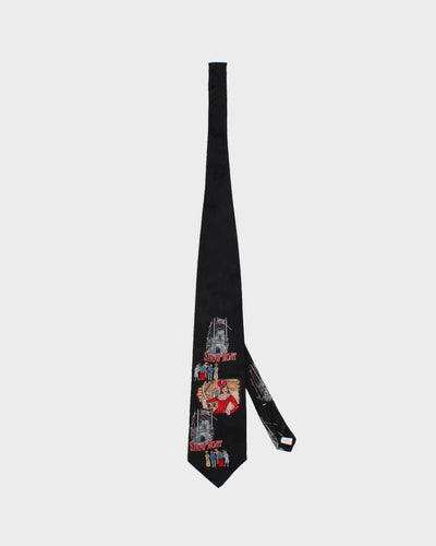 Vintage 1993 American Film Classics Showboat Black Printed Silk Tie