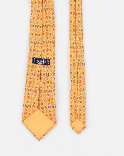 Mens Yellow Patterned Hermes Silk Tie