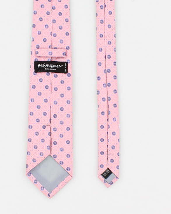 Men's Pink Yves Saint Laurent Patterned Silk Tie
