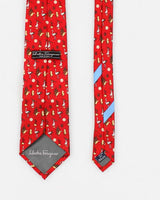 Mens Red Salvatore Ferragamo Patterned Silk Tie