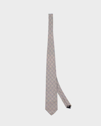 Mens Grey Patterned Boss Silk Tie