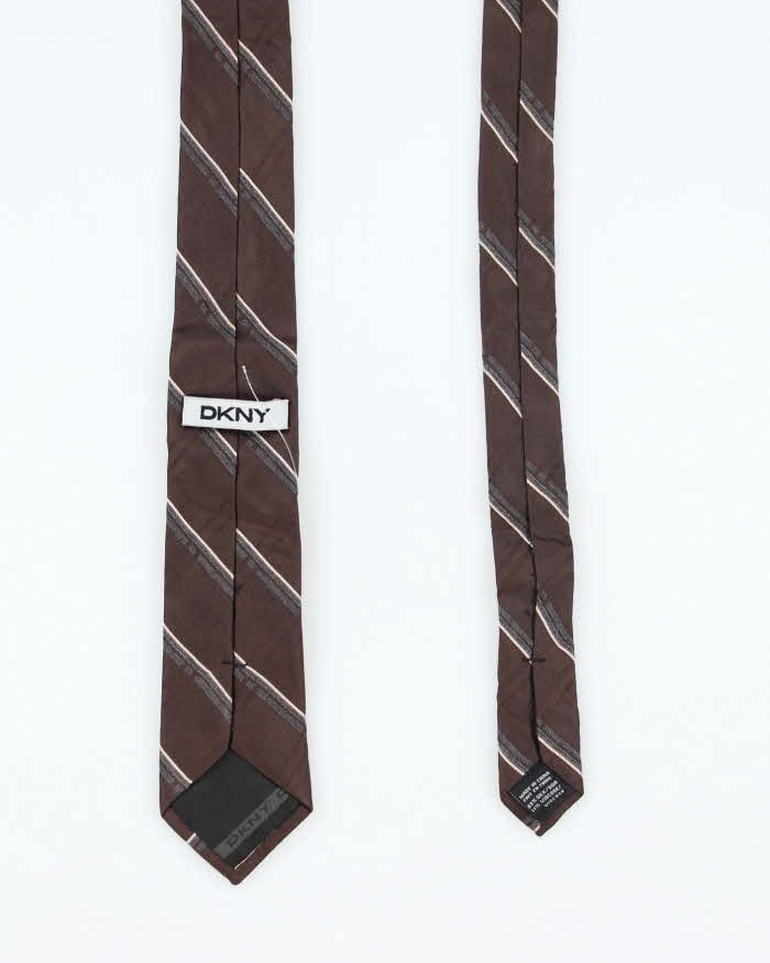 Vintage Y2K DKNY Brown Striped Tie