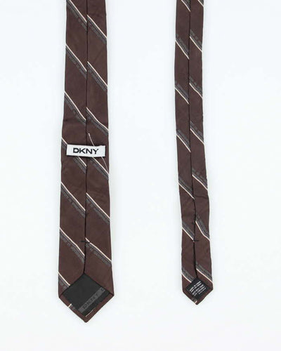 Vintage Y2K DKNY Brown Striped Tie