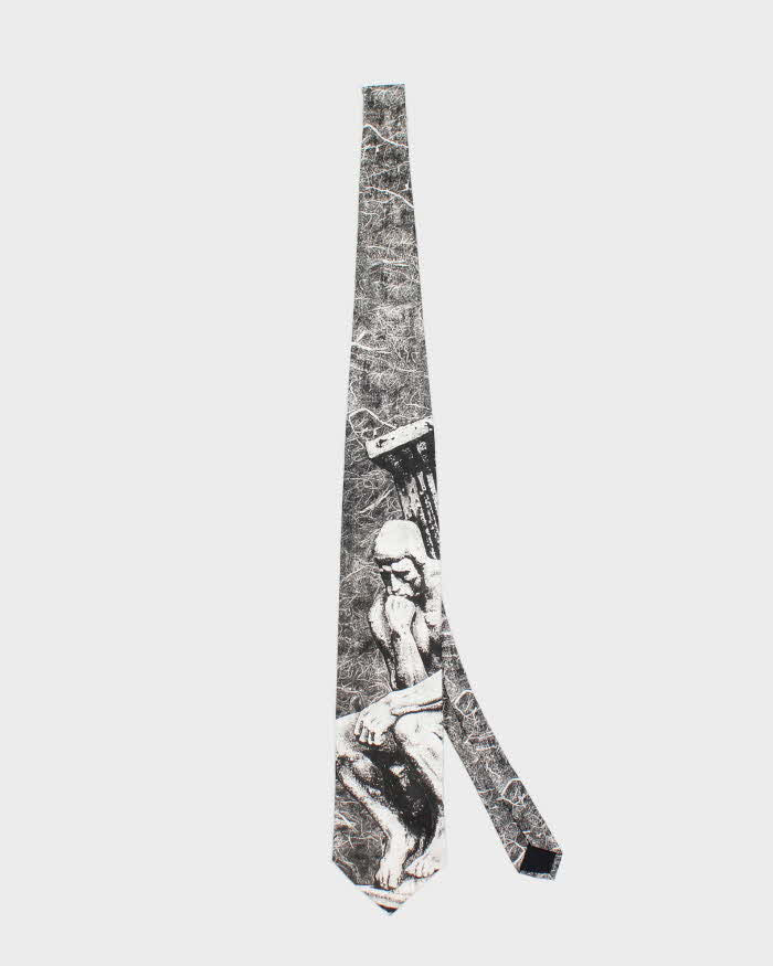 Vintage 90's The Thinker Sculpture Graphic Printed Tie