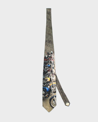 Vintage 90's Ralph Marlin Harley Davidson Motorbike Graphic Tie