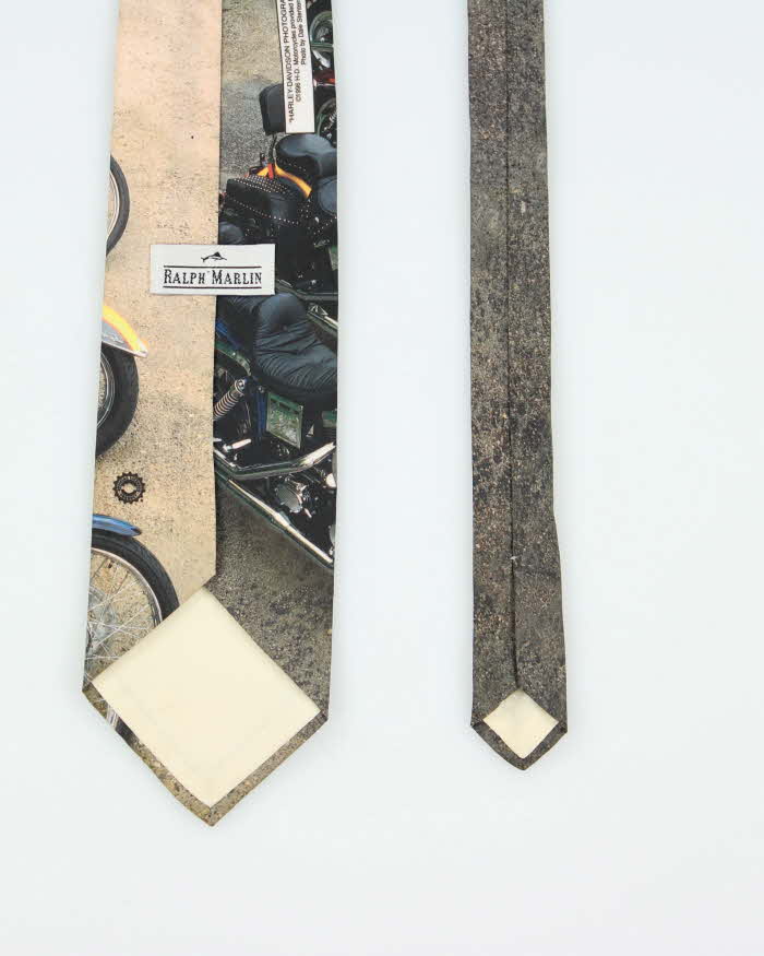 Vintage 90's Ralph Marlin Harley Davidson Motorbike Graphic Tie