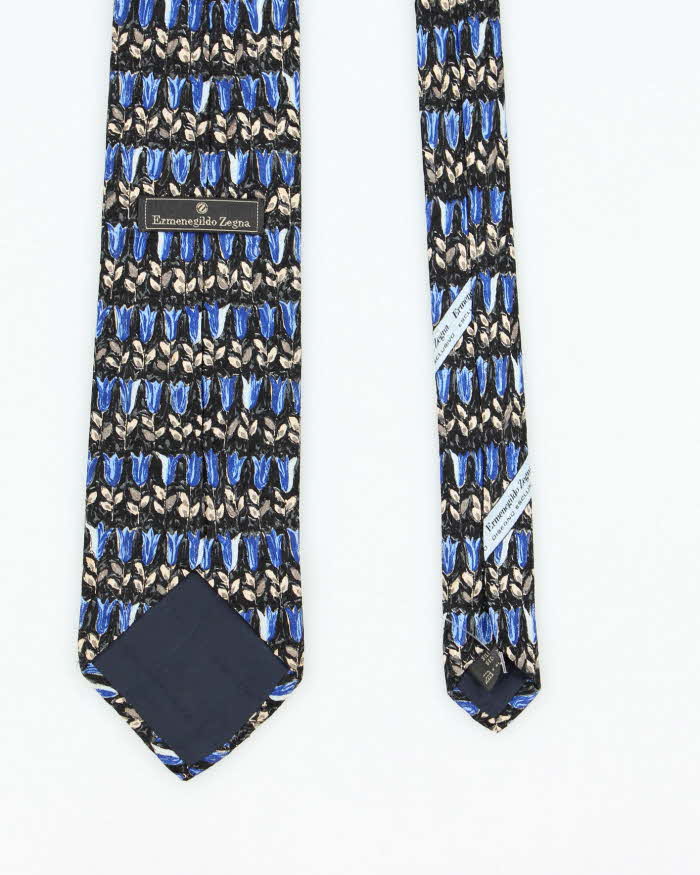 Vintage Ermenegildo Zegna Tulip Patterned Silk Tie