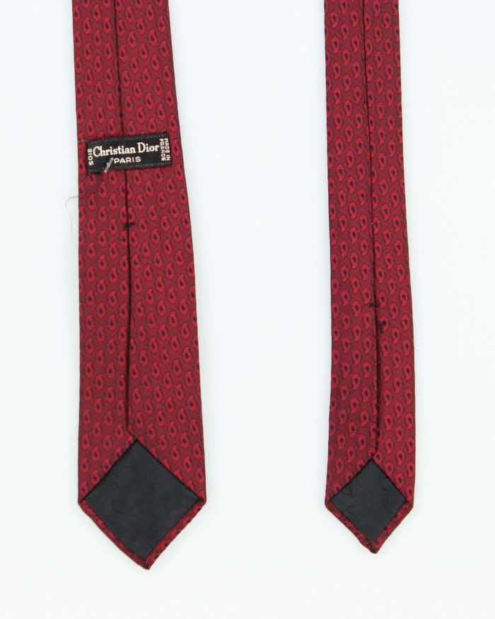 Vintage Christian Dior Red Patterned Silk Tie