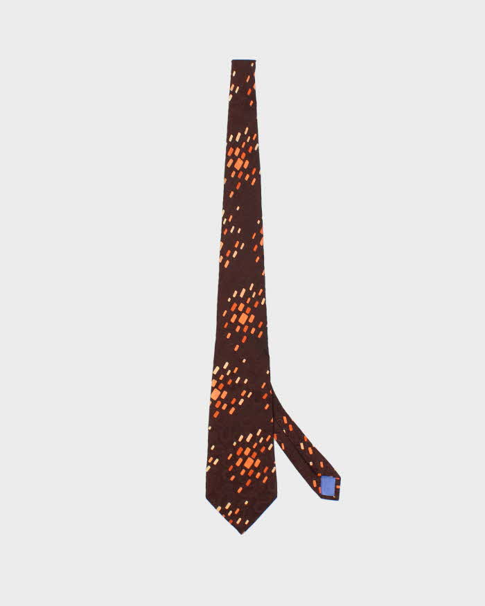 Vintage Christian Dior Brown Patterned Silk Tie