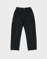 2014 Carhartt B01 BLK Duck Canvas Double Knee 125th Anniversary Union Made In USA Original Fit Carpenter Trousers - W27 L28