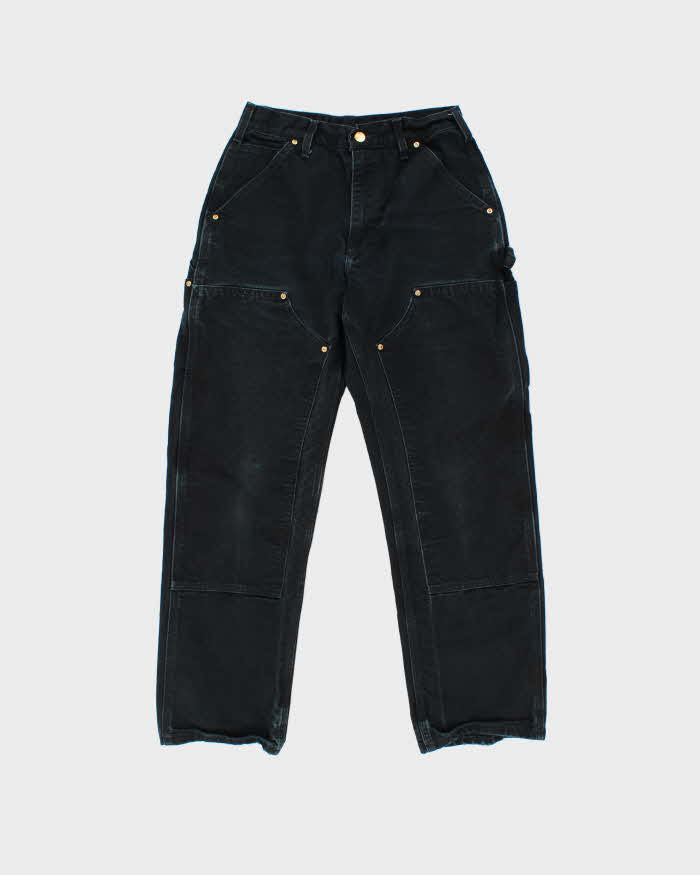 2014 Carhartt B01 BLK Duck Canvas Double Knee 125th Anniversary Union Made In USA Original Fit Carpenter Trousers - W27 L28