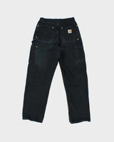 2014 Carhartt B01 BLK Duck Canvas Double Knee 125th Anniversary Union Made In USA Original Fit Carpenter Trousers - W27 L28