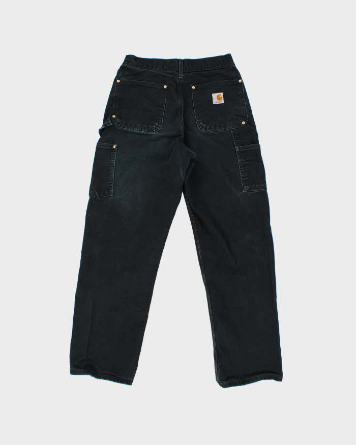 2014 Carhartt B01 BLK Duck Canvas Double Knee 125th Anniversary Union Made In USA Original Fit Carpenter Trousers - W27 L28