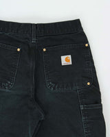 2014 Carhartt B01 BLK Duck Canvas Double Knee 125th Anniversary Union Made In USA Original Fit Carpenter Trousers - W27 L28