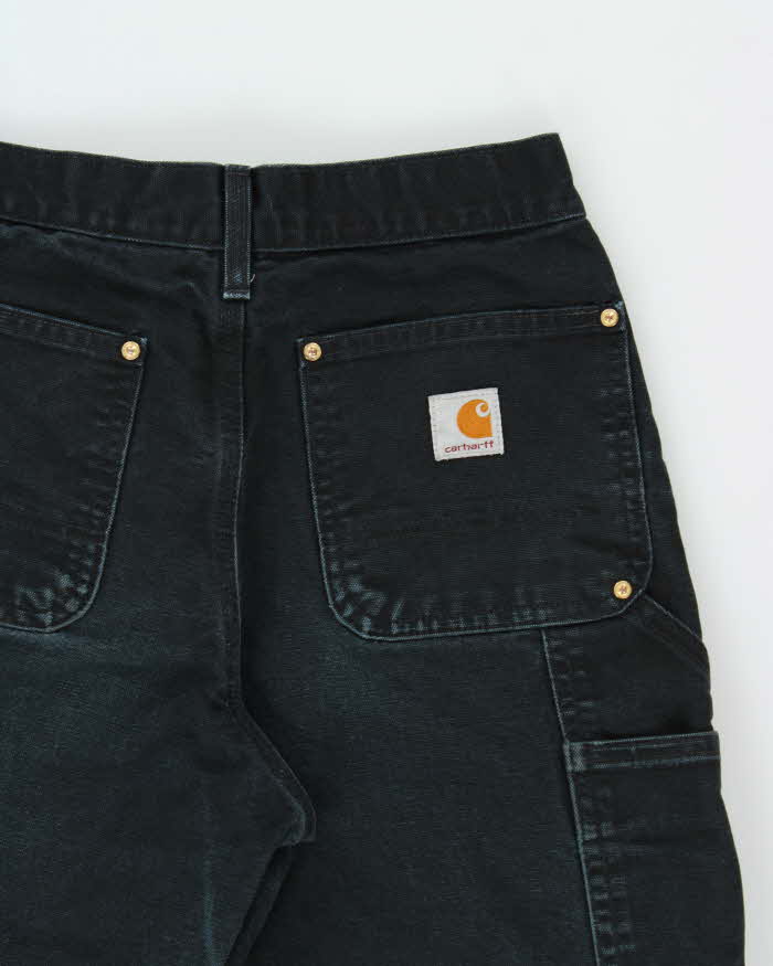 2014 Carhartt B01 BLK Duck Canvas Double Knee 125th Anniversary Union Made In USA Original Fit Carpenter Trousers - W27 L28