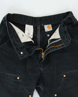 2014 Carhartt B01 BLK Duck Canvas Double Knee 125th Anniversary Union Made In USA Original Fit Carpenter Trousers - W27 L28