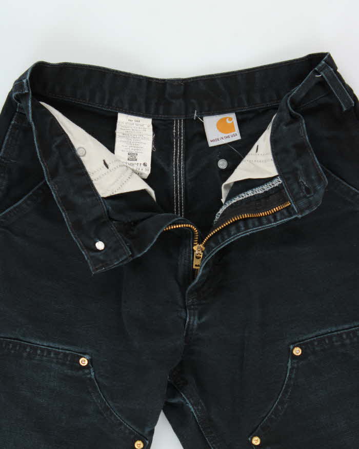 2014 Carhartt B01 BLK Duck Canvas Double Knee 125th Anniversary Union Made In USA Original Fit Carpenter Trousers - W27 L28
