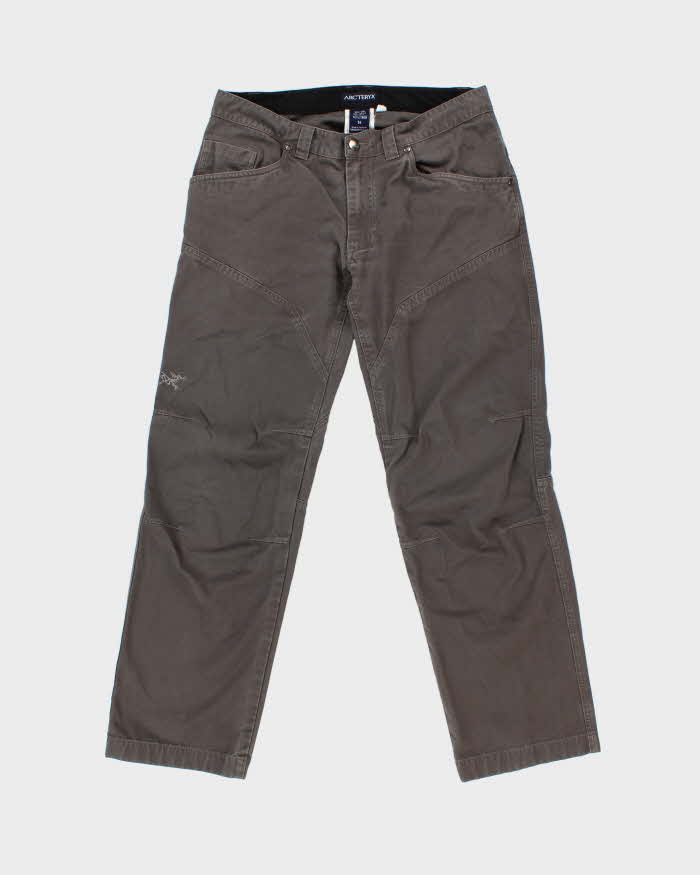 Vintage Y2K 00s Arc'teryx 'Cronin' Khaki Low-Rise Canvas Wide Leg Hiking Trousers - W34 L32