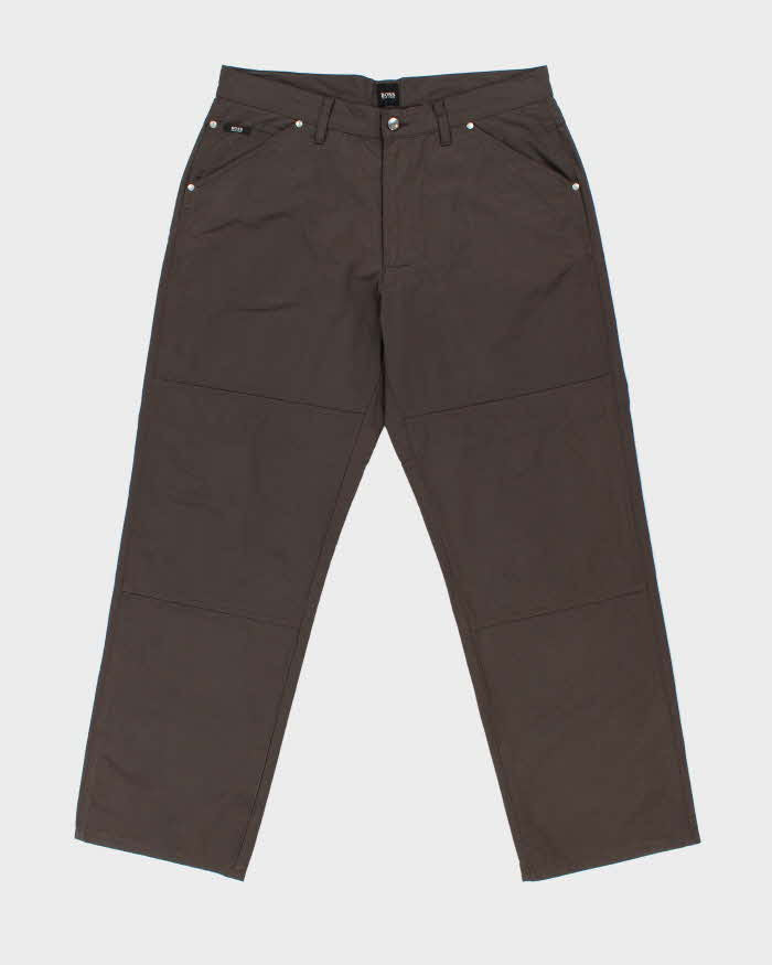 Vintage Y2K 00s Hugo Boss 'Miner' Brown Wide Leg Insulated Trousers - W36 L32