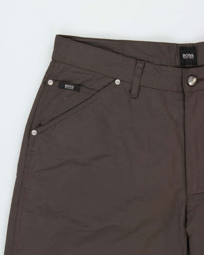 Vintage Y2K 00s Hugo Boss 'Miner' Brown Wide Leg Insulated Trousers - W36 L32