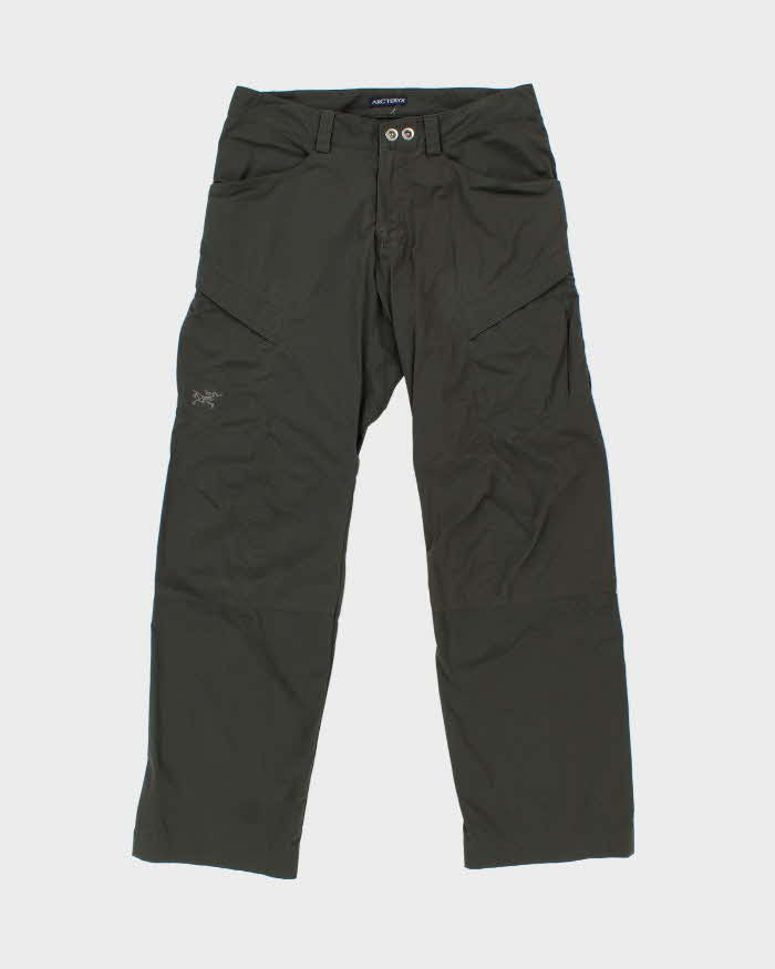 Vintage Y2K 00s Arc'teryx 'Cronin' Khaki Low-Rise Soft Shell Wide Leg Hiking Trousers - W32 L32