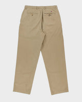 Vintage Y2K 00s Tommy Hilfiger Khaki Double Pleated Relaxed Fit Wide Leg Chino Trousers - W34 L33