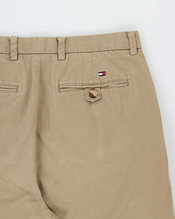Vintage Y2K 00s Tommy Hilfiger Khaki Double Pleated Relaxed Fit Wide Leg Chino Trousers - W34 L33