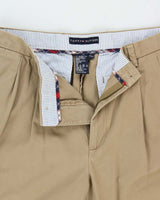 Vintage Y2K 00s Tommy Hilfiger Khaki Double Pleated Relaxed Fit Wide Leg Chino Trousers - W34 L33