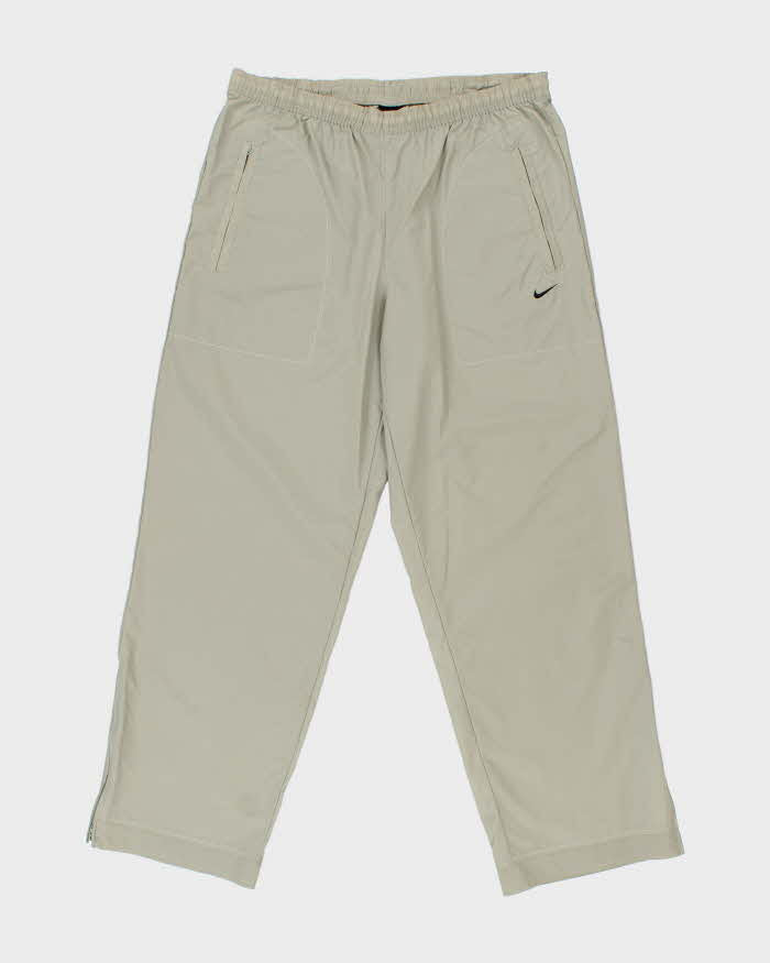 Vintage 2000 Nike Khaki Lightweight Shell Baggy Wide Leg Tracksuit Bottoms - W34 L32