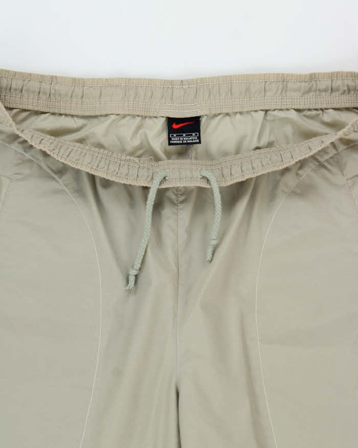 Vintage 2000 Nike Khaki Lightweight Shell Baggy Wide Leg Tracksuit Bottoms - W34 L32