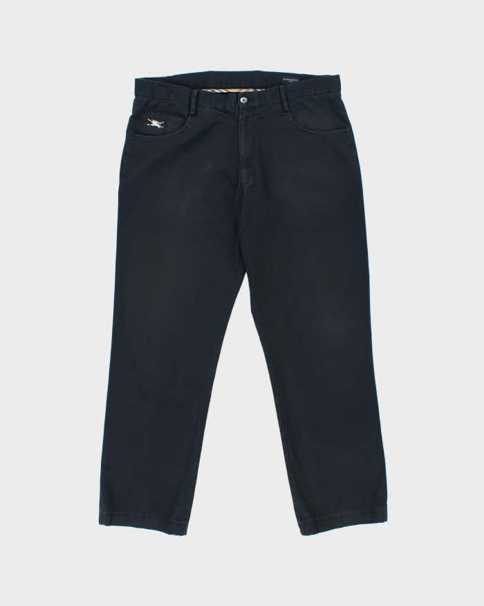 Vintage Y2K 00s Burberry Golf Navy Canvas Denim Straight Leg Trousers - W36 L28