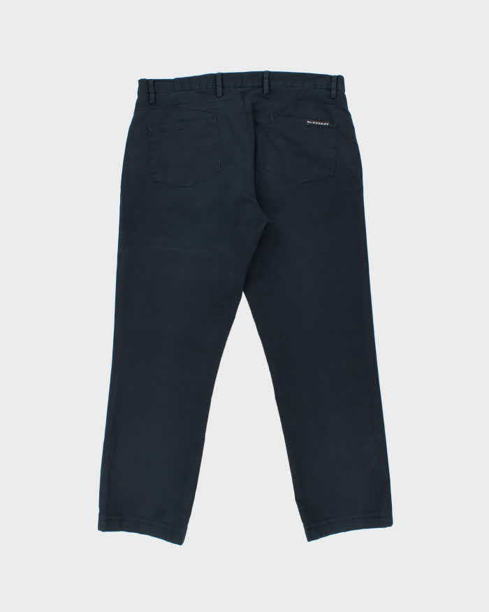 Vintage Y2K 00s Burberry Golf Navy Canvas Denim Straight Leg Trousers - W36 L28