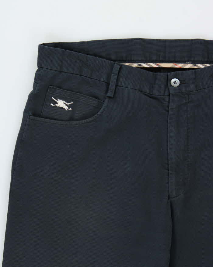 Vintage Y2K 00s Burberry Golf Navy Canvas Denim Straight Leg Trousers - W36 L28