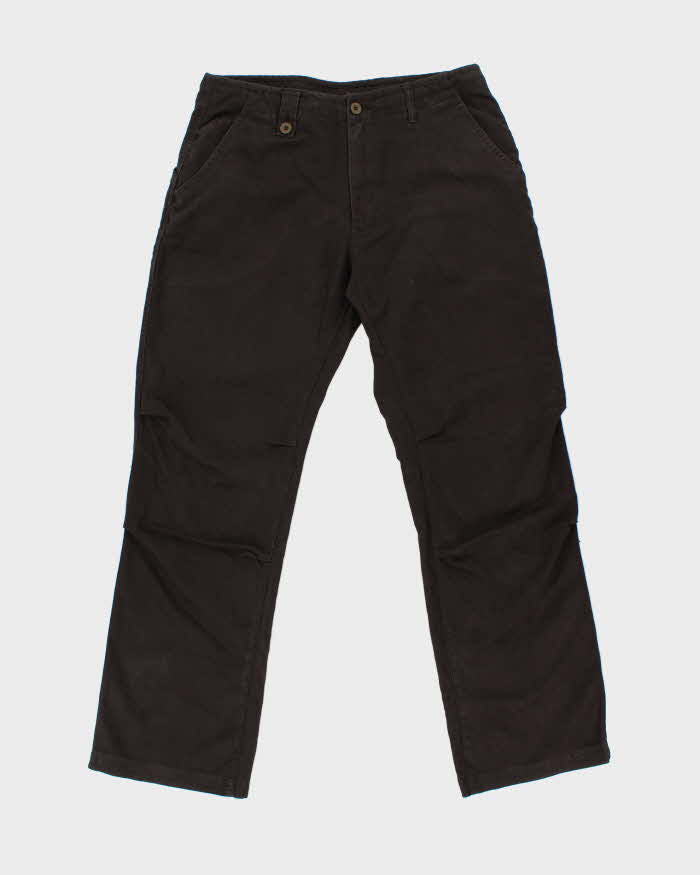 Vintage Y2K 00s Columbia Brown Mid Rise Heavyweight Linen Blend Relaxed Fit Straight Leg Trousers - W34 L30