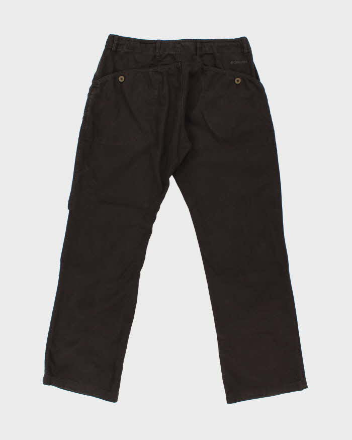 Vintage Y2K 00s Columbia Brown Mid Rise Heavyweight Linen Blend Relaxed Fit Straight Leg Trousers - W34 L30