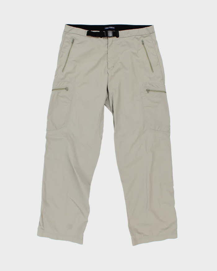 Vintage Y2K 00s Arc'teryx Desert Khaki Low Rise Relaxed Fit Wide Leg Technical Hiking Trousers - W34 L32