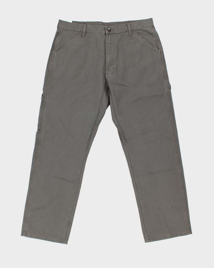 DSWT Wrangler Rustler Khaki Heavyweight Relaxed Straight Leg Loose Fit Carpenter Trousers - W36 L32