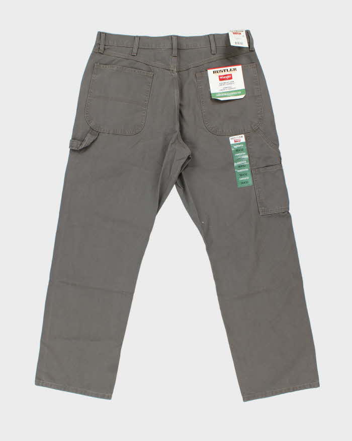 DSWT Wrangler Rustler Khaki Heavyweight Relaxed Straight Leg Loose Fit Carpenter Trousers - W36 L32