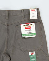 DSWT Wrangler Rustler Khaki Heavyweight Relaxed Straight Leg Loose Fit Carpenter Trousers - W36 L32
